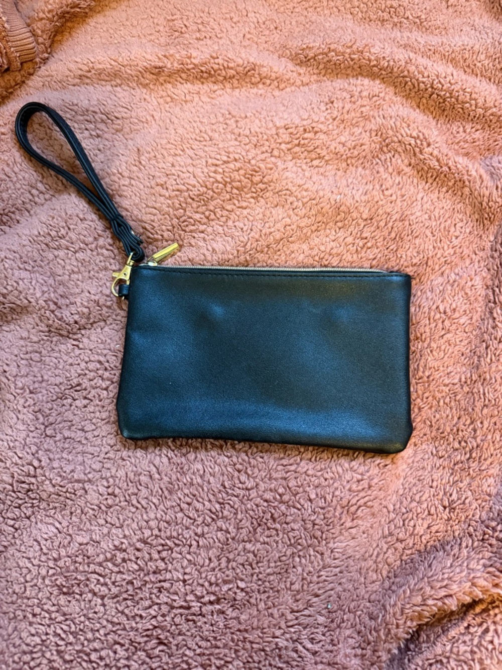 Black Leather Wristlet Clutch - Minimalist Women’s Bag